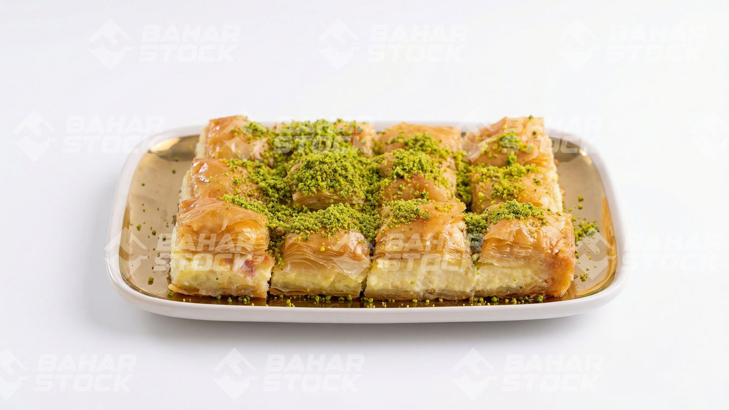 طبق حلويات عربية مع القشطة - نمّورة