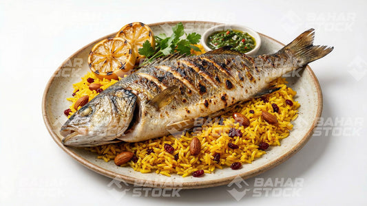 مأكولات بحرية - سمك مشوي مع الأرز