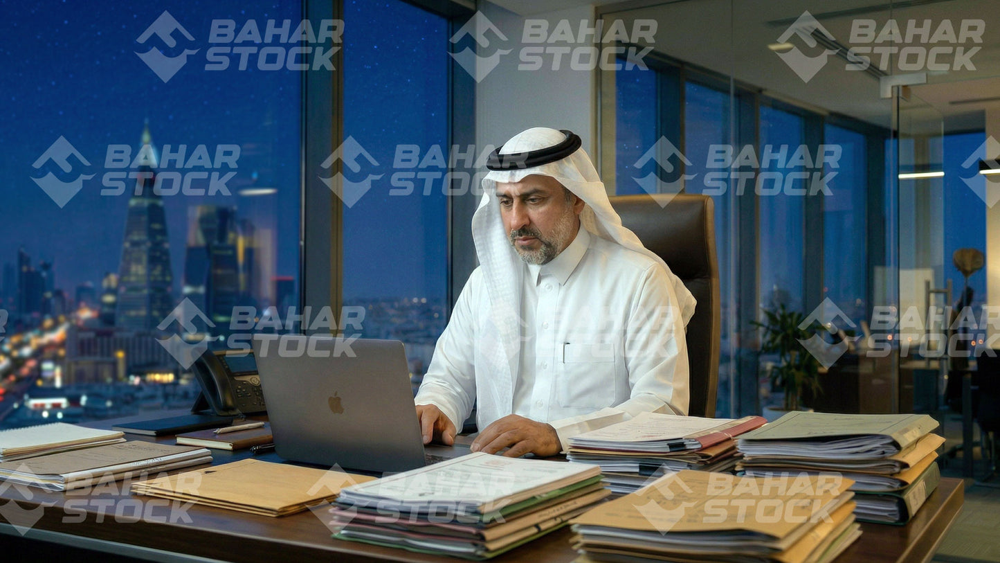 رجل أعمال سعودي  يعمل في مكتبه
