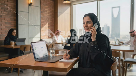 شابة سعودية تتابع أعمالها عن بعد