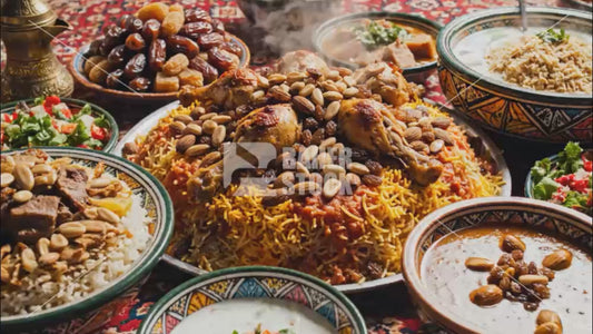 طبق الكبسة العربية في مائدة عربية