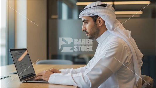 شاب خليجي يتابع أعماله