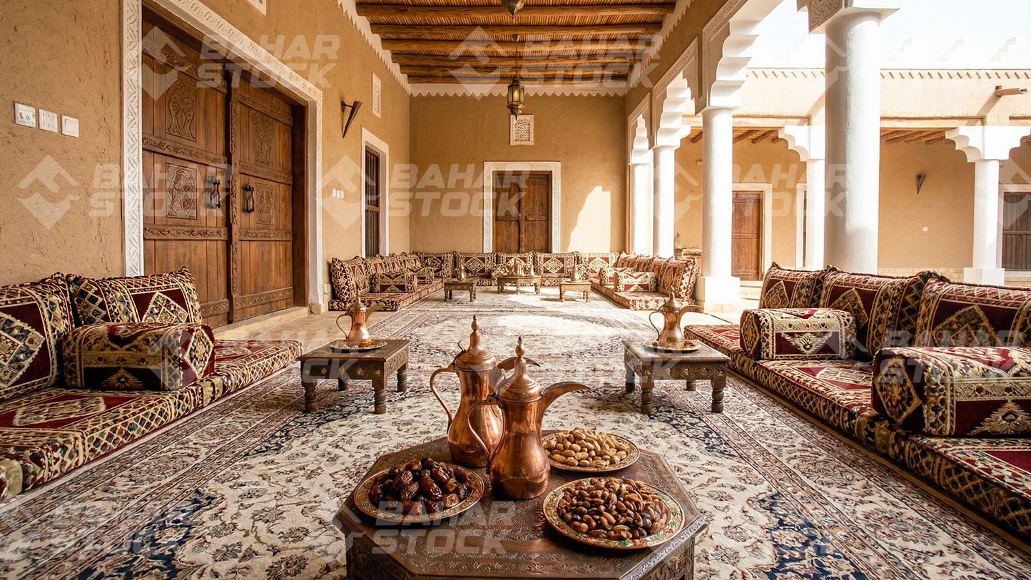 مشهد تخيلي لمجلس على النمط التراثي السعودي
